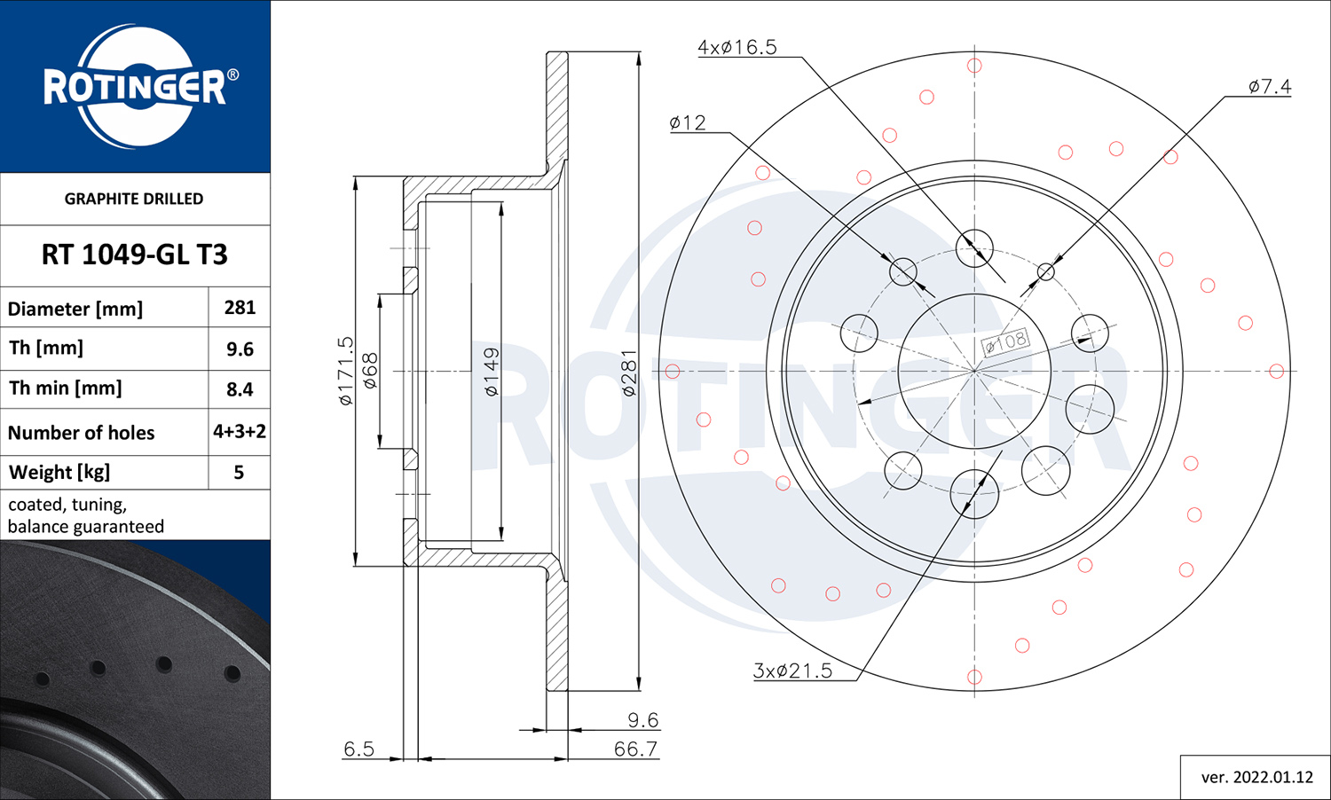 ROTINGER Féktárcsa, mind RT1049-GLT3_ROT